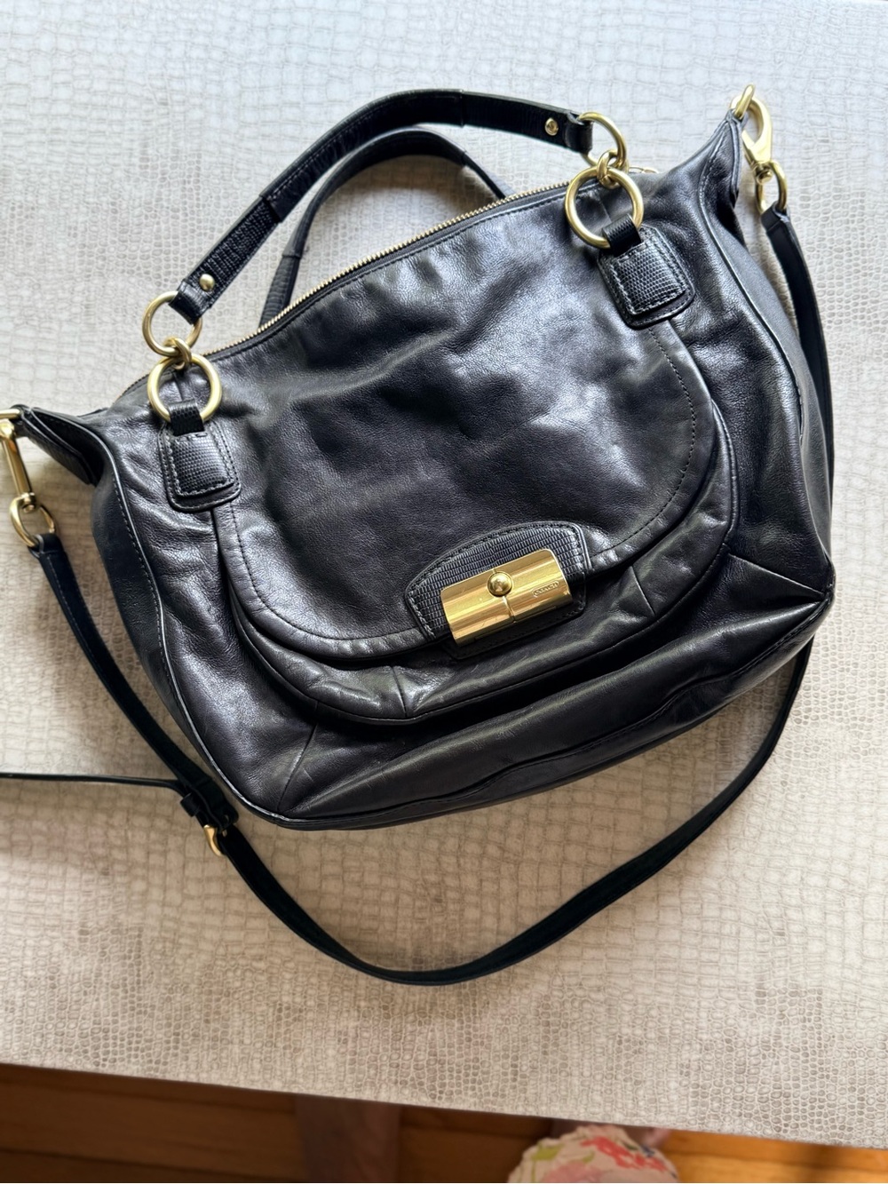 Coach Classic Black Leather Handles or Crossbody Bag-like new